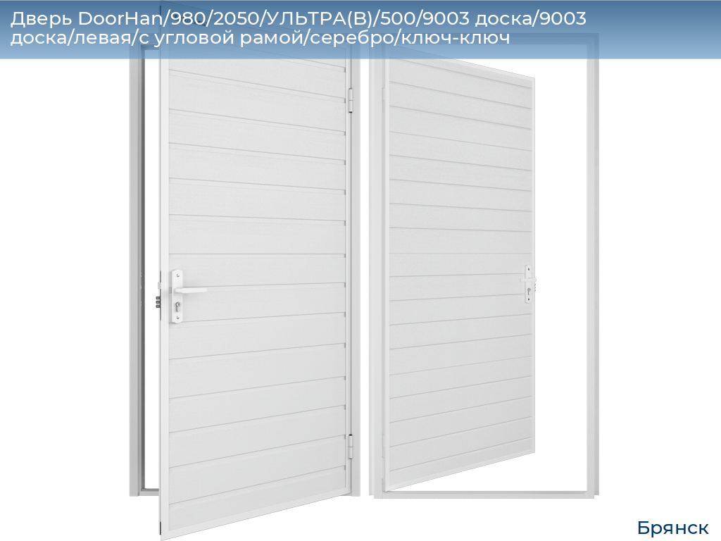 Дверь DoorHan/980/2050/УЛЬТРА(B)/500/9003 доска/9003 доска/левая/с угловой рамой/серебро/ключ-ключ, bryansk.doorhan.ru