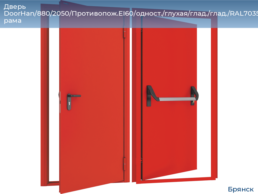 Дверь DoorHan/880/2050/Противопож.EI60/одност./глухая/глад./глад./RAL7035/лев./угл. рама, bryansk.doorhan.ru